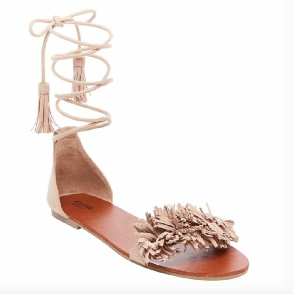 Slide Lace Up Soft Blush Flat Sandals